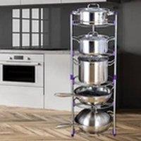 EONLION 5-Tier Stainless Steel Pot & Pan Storage Rack in Silver