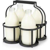 Nordara 4 Milk Bottle Holder, Doorstep Storage Rack Caddy for Jugs in Black