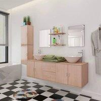 Berkfield Home 11 Piece Bathroom Furniture Set with Basin with Tap Beige