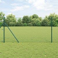 Berkfield Home Welded Wire Fence with 13 Posts Green 1x25 m Steel