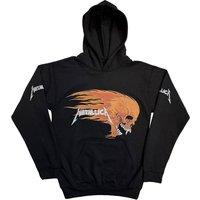 Rock Off officially Licensed Products Metallica Worn Pushead Flaming Skull Pullover Hoodie in Black | Size: Small