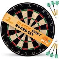 Novecrafto 18" Bristle Dart Board Set with 6 Steel Tip Darts - High-Density Sisal