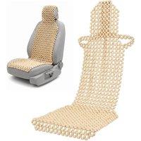 Novecrafto Wooden Beaded Car Seat Cover with Headrest 143x50cm in Natural | Size: 143x50 cm