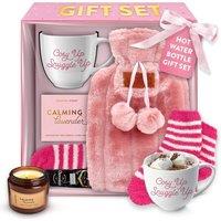 volila Gift Set with 1.5L Hot Water Bottle, Fluffy Socks, Mug, Scented Candle in Pink