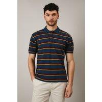 Maine Men's Navy College Stripe Polo Shirt | Size: 2XL