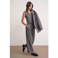 MixRay Women's Pleated Palazzo Pants with Pockets in Dark Grey | Size: Small
