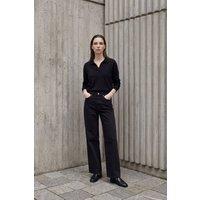MyFashion Women's High Waist Straight Leg Denim Pants in Black | Size: Large