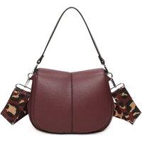 Fontanella Fashion Women's Kanga Flap Double Zipped Compartments Shoulder Crossbody Bag in Burgundy
