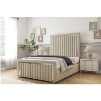 Comfort Beds Boston Chrome Plush Bed Frame - 50 Upholstered Headboard in Cream | Size: Single