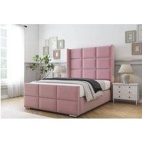 Comfort Beds Charlie Plush Bed Frame - 50 Upholstered Wingback Headboard in Pink | Size: Single