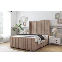 Comfort Beds Chester Naples Bed Frame - 50 Upholstered Wingback Headboard in Light Brown | Size: Single