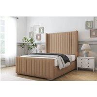 Comfort Beds Chester Dumfries Bed Frame - 50 Upholstered Wingback Headboard in Light Brown | Size: Single