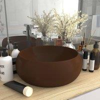 Berkfield Home Luxury Wash Basin Round Matt Dark Brown 40x15 cm Ceramic