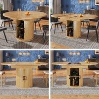 Matteo Extendable Round to Oval Dining Table - 6 Seater - Walnut Grain Finish