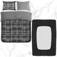 Grace Luxury 4 Pack Breathable Duvet Cover Set with Fitted Sheet in Charcoal | Size: King