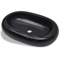 Berkfield Home Ceramic Bathroom Sink Basin Black Oval