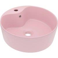 Berkfield Home Luxury Wash Basin with Overflow Matt Pink 36x13 cm Ceramic