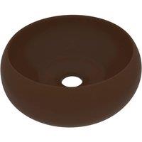 Berkfield Home Luxury Wash Basin Round Matt Dark Brown 40x15 cm Ceramic