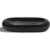 Berkfield Home Elegant Ceramic Bathroom Sink Basin Black Oval