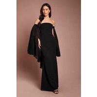 Coast Women's Strapless Maxi Dress With Pleated Chiffon Cape in Black | Size: 14