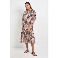 Wallis Women's Summer Cotton Animal Midi Dress in Brown | Size: 14