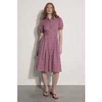 Apricot Women's Cotton Broderie Shirt Midi Dress in Burgundy | Size: 10