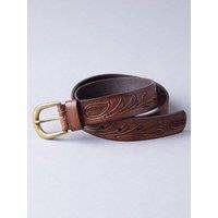Lakeland Leather Women's Embossed Leather Belt in Tan | Size: Medium