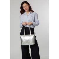 NiNa Amora Women's 'Leonor' Leather Tote Bag in Silver