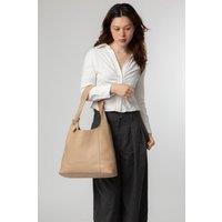 NiNa Amora Women's 'Renata' Leather Shoulder Bag in Beige