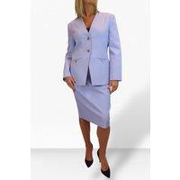 Paulo Due Women's 2 Piece V Neck Jacket & Midi Skirt Suit in Lilac | Size: 12