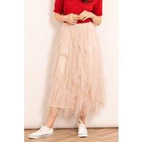 Sarta Women's Layla Maxi Tulle Skirt - Cream, Layered Frills in Cream | Size: Small