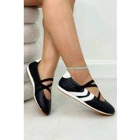 Love Lemonade Women's Comfort Mary Jane Asymmetric Strap Trainers in Black | Size: 5