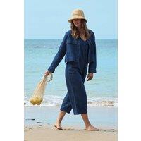 Lily & Me Women's Erica Denim Wide Leg Jumpsuit in Blue | Size: 8