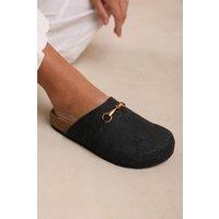 Where's That From Women's 'Dublin' Slip On Clog Shoe With Gold Detail in Black | Size: 4