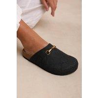 Where's That From Women's 'Dublin' Slip On Clog Shoe With Gold Detail in Black | Size: 8