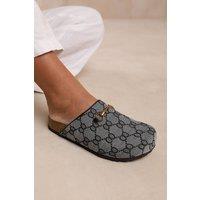 Where's That From Women's 'Dublin' Slip On Clog Shoe With Gold Detail in Grey | Size: 6