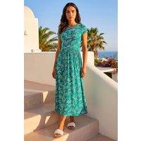 Roman Women's Ditsy Gathered Skirt Stretch Midi Dress in Green | Size: 10