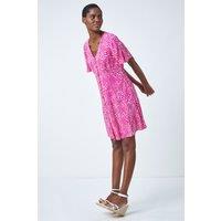 Roman Women's Ditsy Spot Print Button Dress in Pink | Size: 18