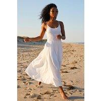 Roman Women's Lace Bodice Strappy Midi Dress in White | Size: 16