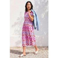 Roman Women's Petite Aztec Print Stretch Pocket Midi Dress in Pink | Size: 10