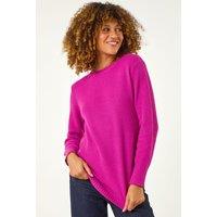Roman Women's Textured Curved Hem Jumper in Magenta | Size: 10