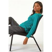 Roman Women's Textured Curved Hem Jumper in Teal | Size: 12