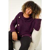 Roman Women's Curve Cowl Neck Button Wrap Top in Purple | Size: 22-24