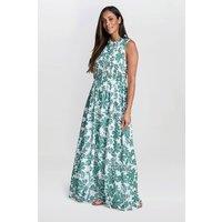 Gina Bacconi Women's Roxanna Sleeveless Shired Top Dress in Green | Size: Large