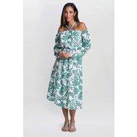 Gina Bacconi Women's Ryan Off-Shoulder Midi Dress in Green | Size: Large