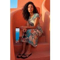 Roman Women's Paisley Print Short Sleeve Midi Dress in Light Blue | Size: 20