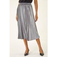Roman Women's Velvet Pleated Midi Skirt in Silver | Size: 12