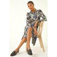 Roman Women's Abstract Leaf Print Shirt Dress in Purple | Size: 20