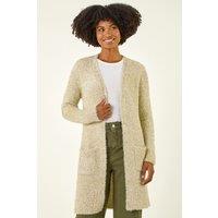 Roman Women's Metallic Longline Knit Cardigan in Gold | Size: 10
