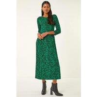 Roman Women's Abstract Pocket Midi Dress in Green | Size: 10